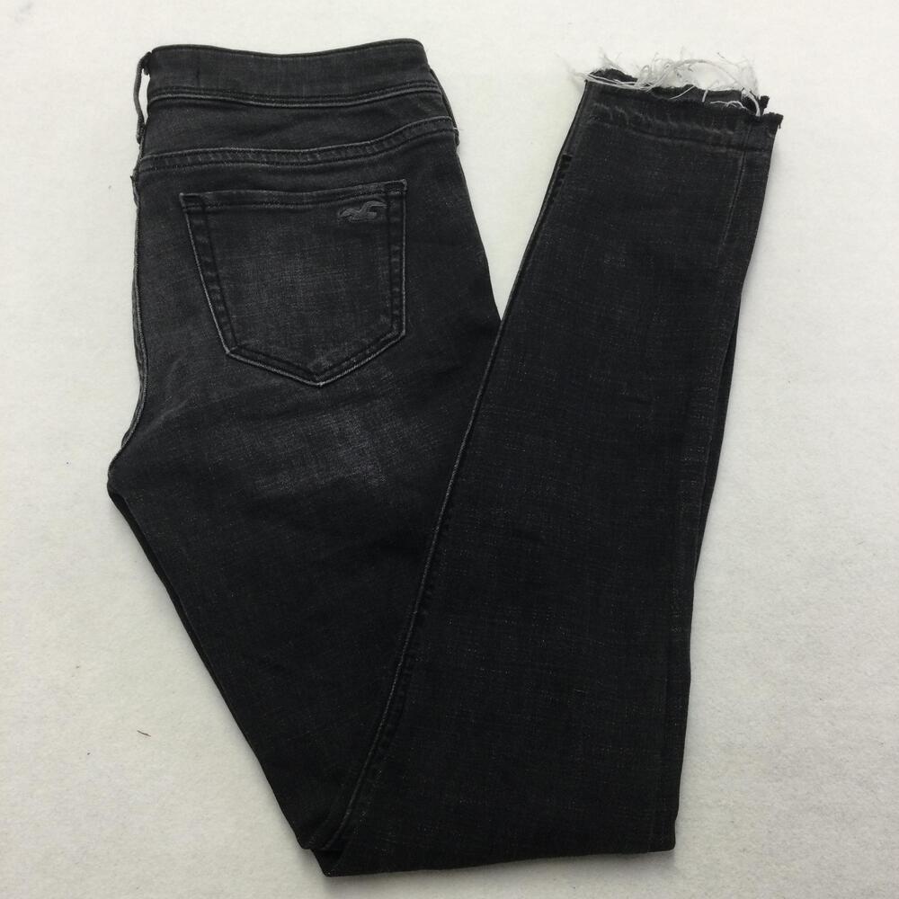 Hollister Jean Legging Jegging Jeans Juniors 3 Charcoal Wash Stretch Distressed